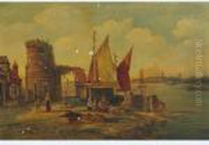 Fishing Scenes On The Scheldt:
Fisherfolk Awaiting The Arrival Of The Day""""s Catch; Family Sorting
The Catch by William Raymond Dommersen