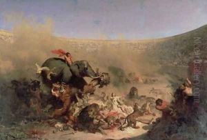 The Christians Thrown to the Beasts by the Romans by Felix Louis Leullier