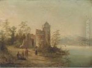 Figures By A Coastal Ruin Off The Moselle