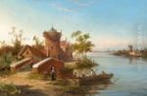 Hollandische
 Flusslandschaft. by William Raymond Dommersen