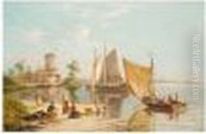 Schiedam On The Sheldt; Enkhuizen-zee by William Raymond Dommersen