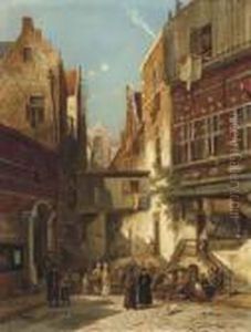 A Street In The Jews Quarter, Amsterdam by William Raymond Dommersen