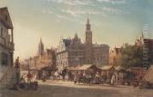 A Flemish Market Place by William Raymond Dommersen