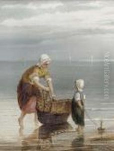 A Mother Crabbing With Her Child