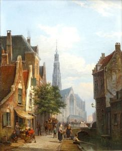 Amsterdam With The Westerkerk In The Background by Pieter Cornelis Dommershuijzen