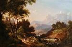 Mother And Child In An Alpine Landscape by Pieter Cornelis Dommershuijzen