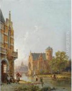 The Castle Of Oude Ney, Friesland, Holland by Pieter Cornelis Dommershuijzen