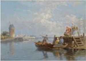 Fisherfolk Unloading Their Catch by Pieter Cornelis Dommershuijzen