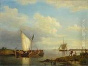 Kustenlandschaft Mit Schiffen by Pieter Cornelis Dommershuijzen