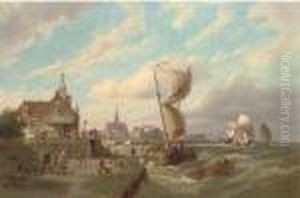 The Barge At The Goeser Veerhuis With Goes In The Distance The Barge At The Goeser Veerhuis With Goes In The Distance