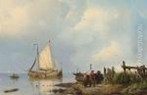 Shipping In An Estuary by Pieter Cornelis Dommershuijzen