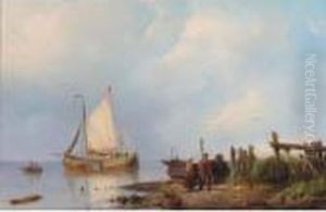 Evening On The Scheldt by Pieter Cornelis Dommershuijzen