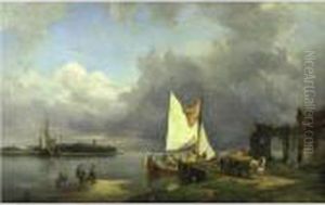 On The Scheldt, Holland by Pieter Cornelis Dommershuijzen