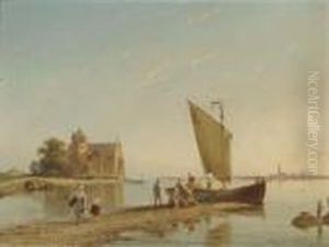 The Castle Of Oude Nye, Friesland by Pieter Cornelis Dommershuijzen
