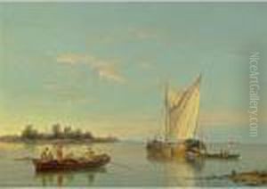 Shipping In A Calm by Pieter Cornelis Dommershuijzen