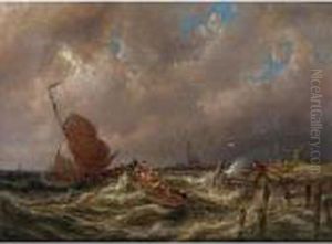 A Sailingvessel In Heavy Weather by Pieter Cornelis Dommershuijzen