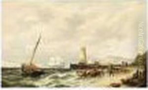 Shipping Off The Coast by Pieter Cornelis Dommershuijzen