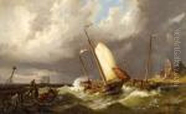 Riverview In Holland, Figures Fishing - view 1