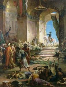 Napoleon Bonaparte 1769-1821 in the Grand Mosque at Cairo by Henri Leopold Levy