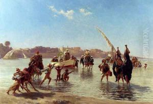Figures Coming Ashore Near Luxor, Upper Egypt