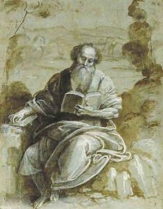 An Evangelist seated in a wooded landscape