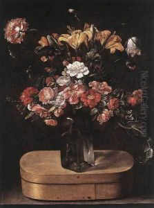Bouquet on Wooden Box c. 1640 by Jacques Linard