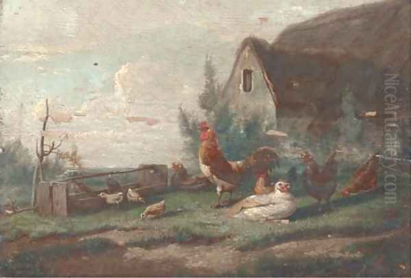 Chickens in a farmyard - view 1