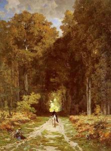 Equestrienne on a Woodland Lane by Jules Joseph Augustin Laurens