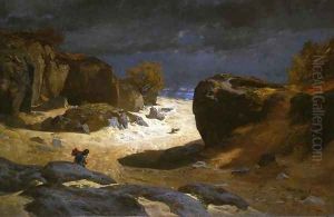 Il sentiero delle sabbie a Fontainebleau (The Path of Sands to Fontainebleau) by Jules Joseph Augustin Laurens