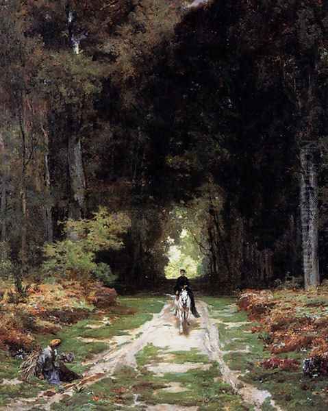 Equestrienne on a Wooded Lane - view 1