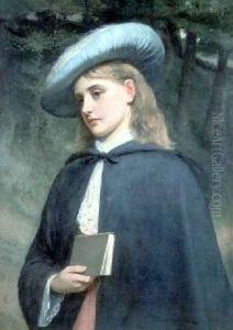 Girl Holding a Book by Charles Sillem Lidderdale
