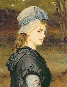 A Girls Head 1875 by Charles Sillem Lidderdale