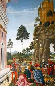 St Bernardino of Siena 1380-1444 healing a paralytic man by Fiorenzo di Lorenzo