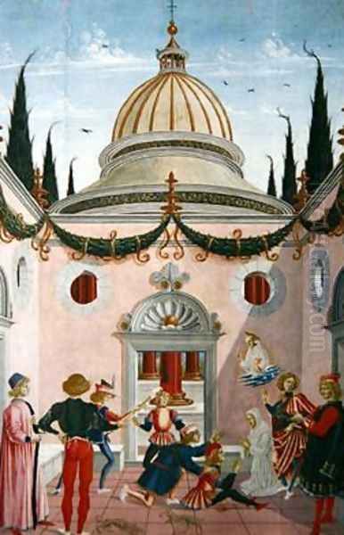 St Bernardino of Siena 1380-1444 saving a young man hit on the head with a shovel 1473 - view 1