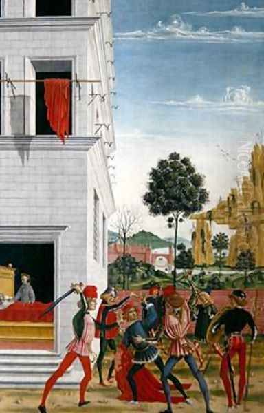 St Bernardino of Siena 1380-1444 resuscitating a young girl and saving a young man from an attack 1473 - view 1