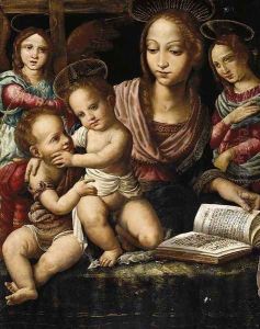 Virgin and Child with the Infant St John the Baptist, Attended by Angels 1514-16 by Fernando Llanos