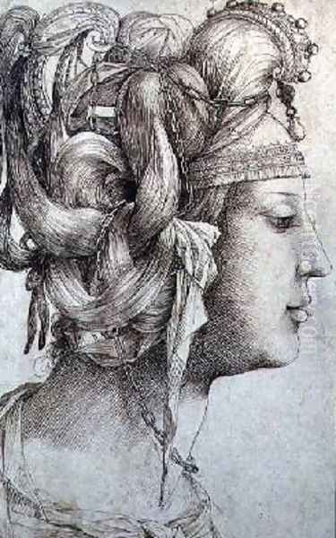 Woman with Elaborate Head-dress - view 1