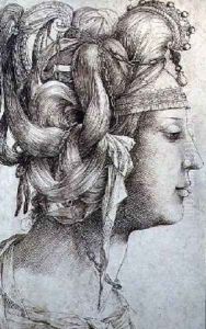 Woman with Elaborate Head-dress by Jacopo Ligozzi