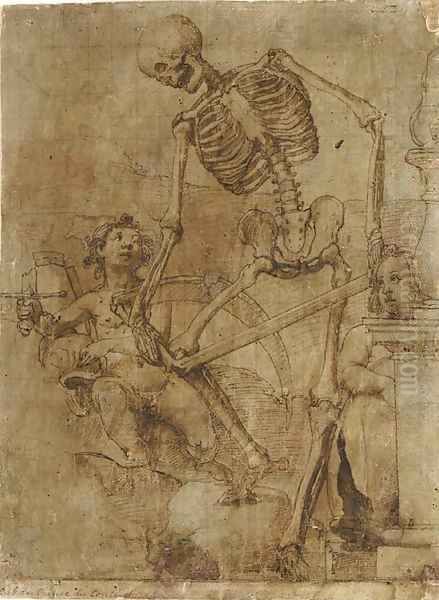 Death breaking his scythe, and two putti - view 1