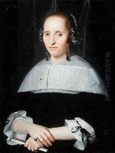Portrait of a Lady in a Black Dress and Lace Collar 1665 by Isaac Luttichuys
