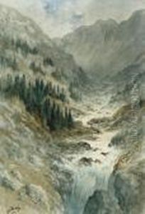 Paysage Avec Montagnes Et Cascades by Gustave Dore