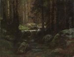 A Stream In The Forest Of Fontainbleau by Gustave Dore