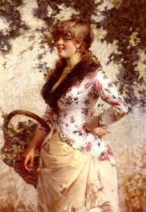 A Young Woman In A Vineyard by Egisto Lancerotto