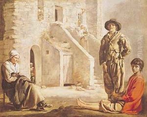 Peasants Before their House by Louis Le Nain