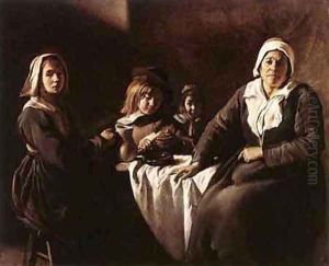Four Figures at Table 1630 by Louis Le Nain