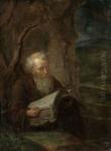 A Hermit Saint Reading In A Landscape by Gerrit Dou