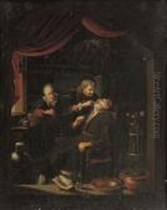 A Figure Having His Tooth Pulled In An Interior