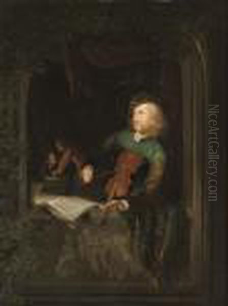 A Fiddler At A Casement - view 1