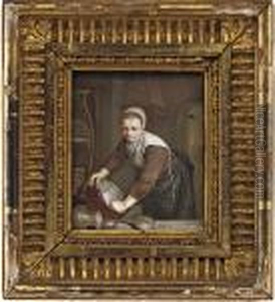 A Kitchen Maid Cleaning A Pan In An Interior - view 1