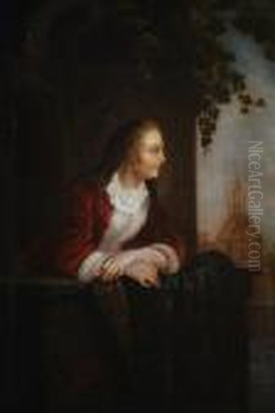 A Lady At A Window Before A Landscape - view 1